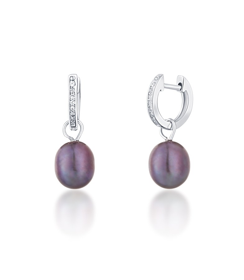 JwL Luxury Pearls Stříbrné kruhové náušnice á la vévodkyně Kate s pravou perlou a zirkony 3v1 JL0733 - Náušnice Visací náušnice