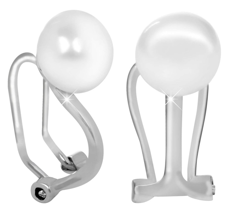JwL Luxury Pearls Stříbrné náušnice klipsy s pravou perlou JL0398 - Náušnice Ostatní typy náušnic