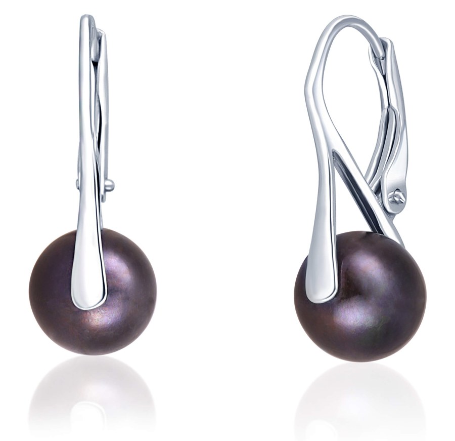 JwL Luxury Pearls Stříbrné náušnice s pravou černou perlou JL0650 - Náušnice