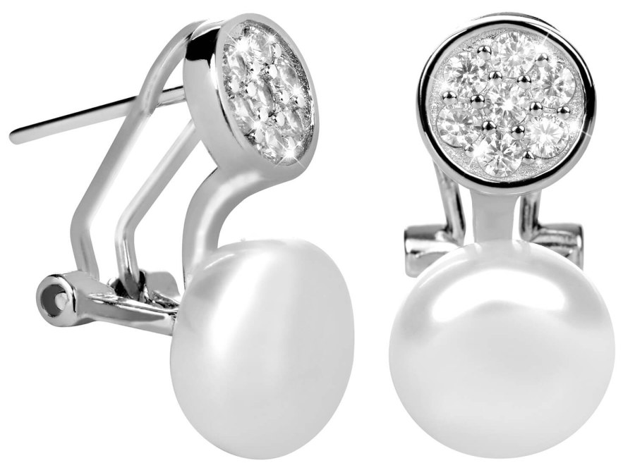 JwL Luxury Pearls Stříbrné náušnice s pravou perlou a zirkony JL0393 - Náušnice Ostatní typy náušnic