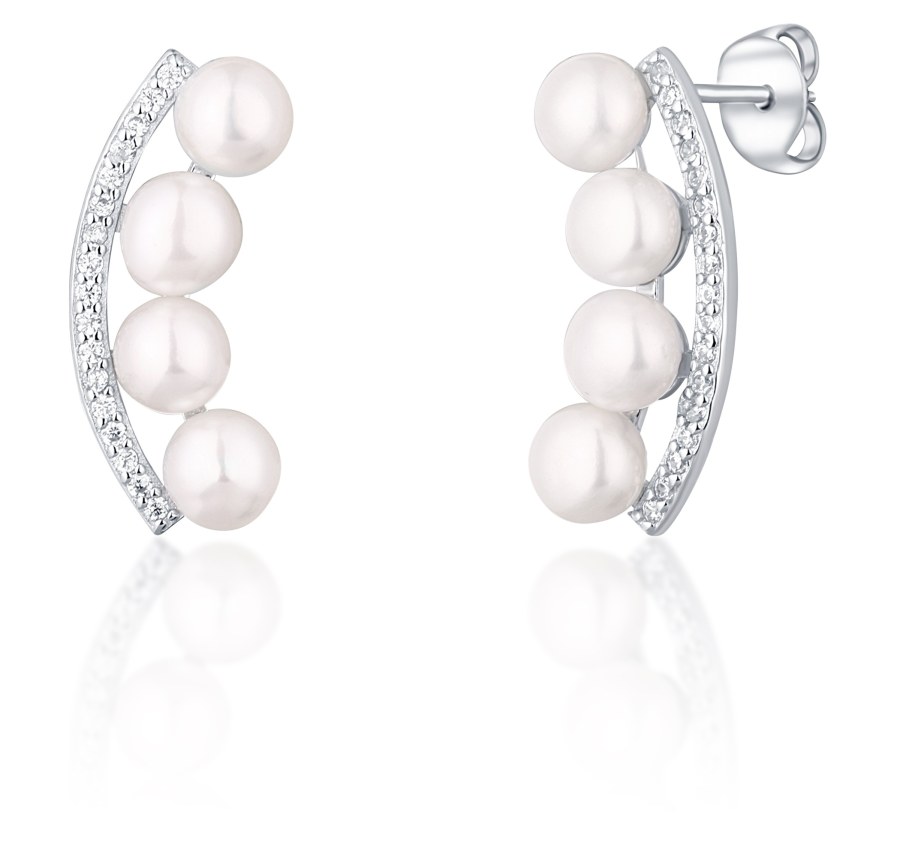 JwL Luxury Pearls Stříbrné náušnice s říčními perlami a zirkony JL0744 - Náušnice Ostatní typy náušnic