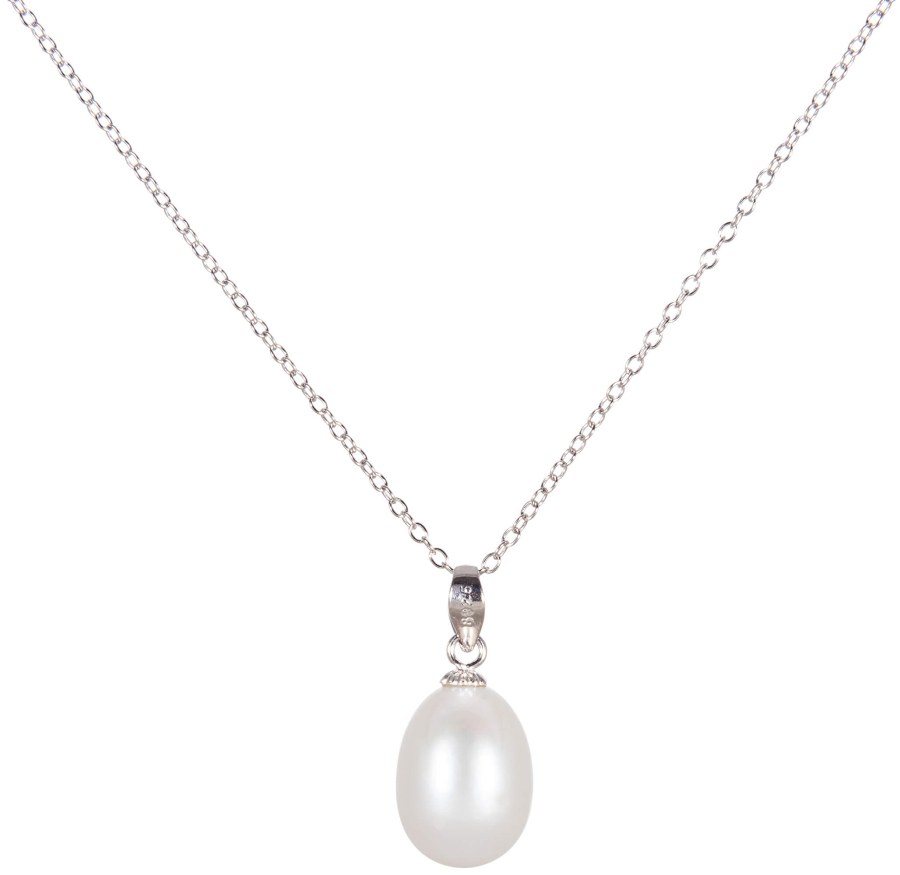 JwL Luxury Pearls Stříbrný náhrdelník s pravou perlou JL0436 (řetízek, přívěsek) 45 cm - Náhrdelníky