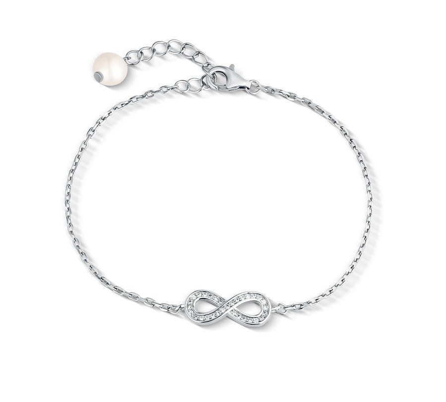 JwL Luxury Pearls Stříbrný náramek nekonečno s pravou perlou JL0848 - Náramky Náramky se symboly