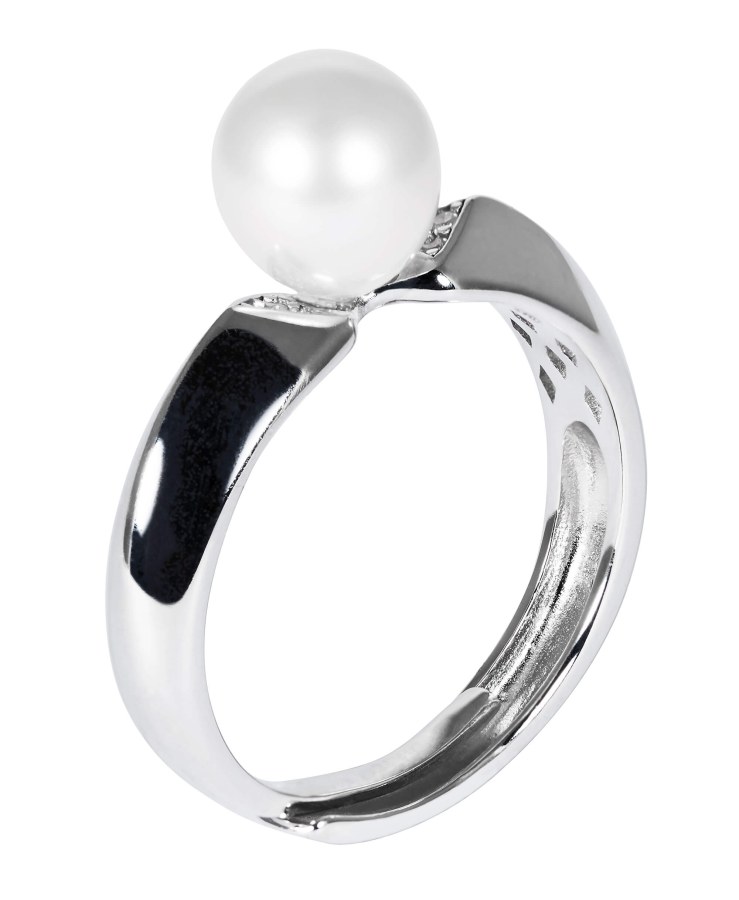 JwL Luxury Pearls Stříbrný prsten s bílou perlou JL0542 - Prsteny Prsteny s kamínkem