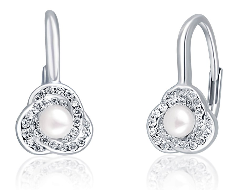 JwL Luxury Pearls Úchvatné stříbrné náušnice s perlou a zirkony JL0642 - Náušnice Visací náušnice