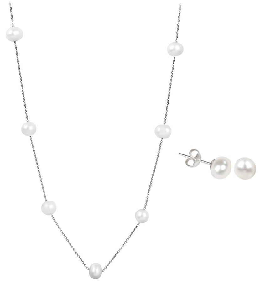 JwL Luxury Pearls Zvýhodněná perlová souprava šperků JL0026 a JL0355 (náhrdelník, náušnice) - Náhrdelníky