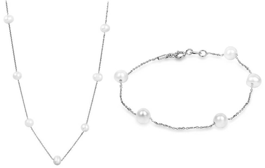 JwL Luxury Pearls Zvýhodněná perlová souprava šperků JL0353 a JL0355 (náramek, náhrdelník) - Náhrdelníky