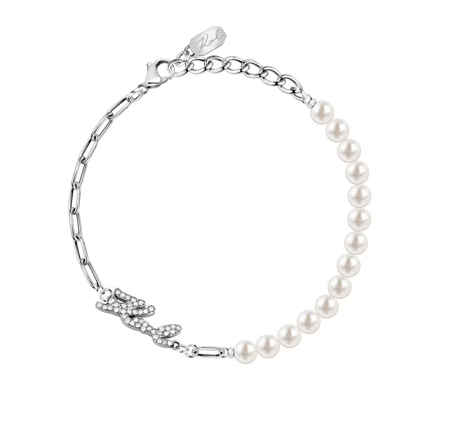 Karl Lagerfeld Elegantní náramek se syntetickými perlami Pearl KLAYR08 - Náramky Perlové náramky