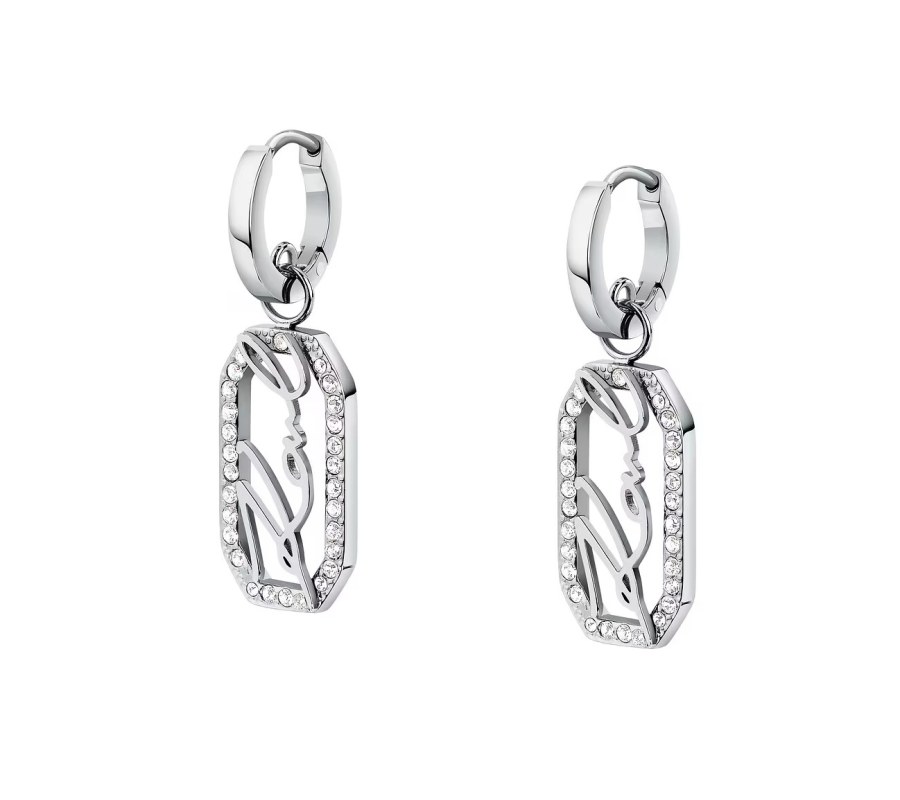 Karl Lagerfeld Fashion visací náušnice z oceli Crystals KLAYC46