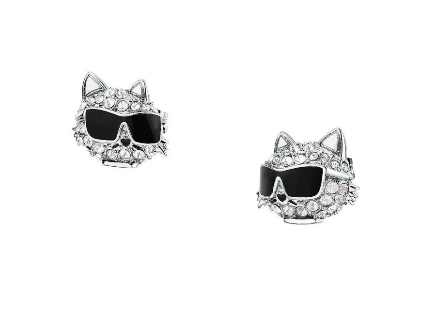 Karl Lagerfeld Ikonické náušnice s&nbsp;krystaly Choupette Charms KLAYD21 - Náušnice Pecky
