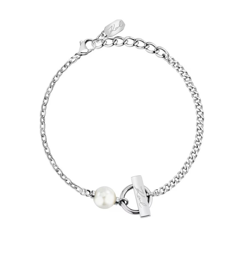 Karl Lagerfeld Ocelový náramek pro ženy Pearl KLAYR07 - Náramky Perlové náramky