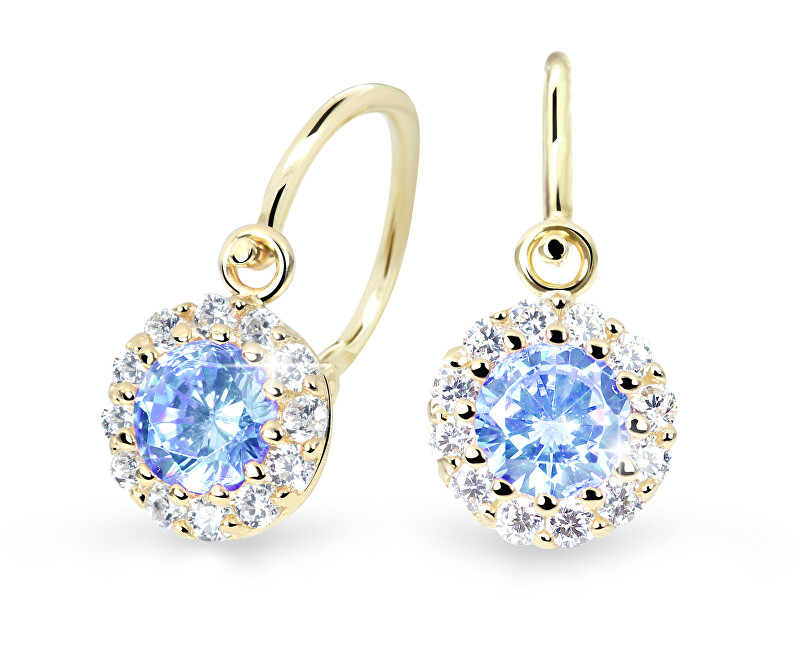 Cutie Jewellery Krásné dětské náušnice ze žlutého zlata C2745-10-X-1 světle modrá - Náušnice Visací náušnice