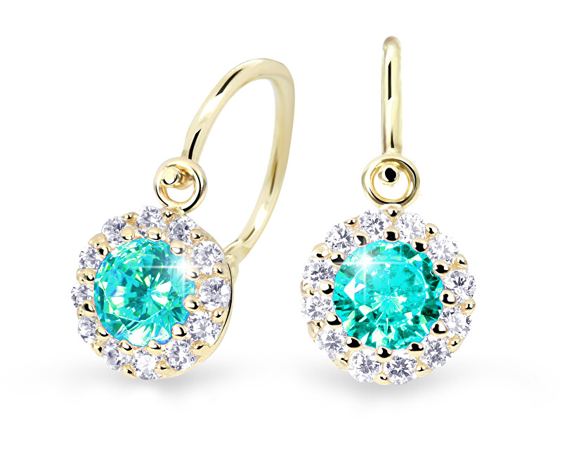 Cutie Jewellery Krásné dětské náušnice ze žlutého zlata C2745-10-X-1 světle zelená Cutie Jewellery Krásné dětské náušnice ze žlutého zlata C2745-10-X-1 světle zelená - Náušnice Visací náušnice