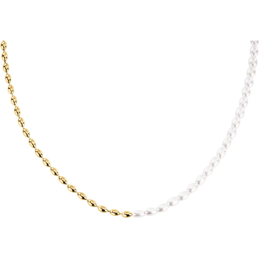 La Petite Story Designový pozlacený náhrdelník s perličkami Pearl LPS10AZA08 - Náhrdelníky Perlové náhrdelníky
