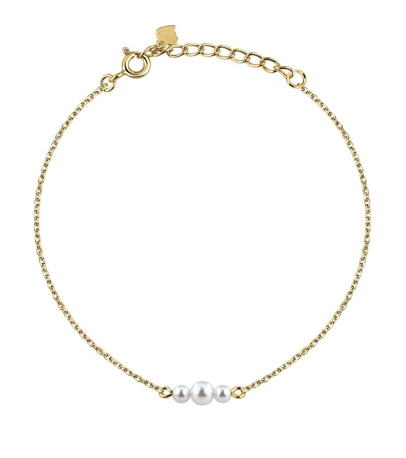La Petite Story Pozlacený náramek s&nbsp;umělými perličkami Silver LPS05AWV87 - Náramky Perlové náramky