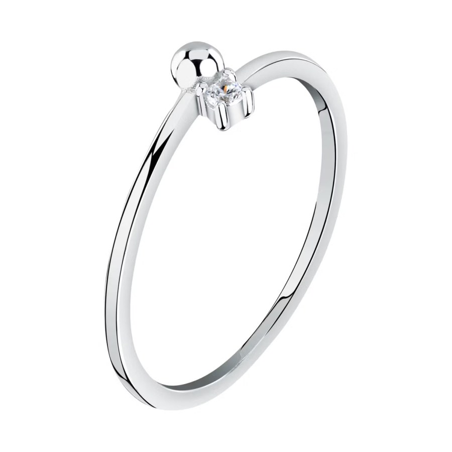 La Petite Story Minimalistický stříbrný prsten se zirkonem Silver LPS03AWV070 54 mm - Prsteny Prsteny s kamínkem