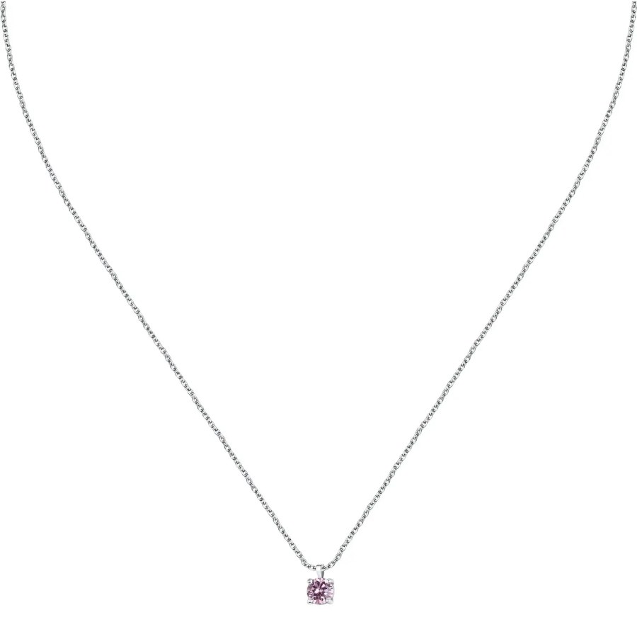 La Petite Story Stříbrný náhrdelník s růžovým zirkonem Silver LPS10AWV10 - Náhrdelníky