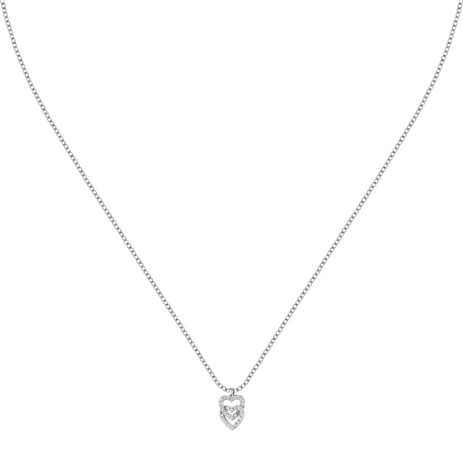 La Petite Story Stříbrný náhrdelník Dvojité srdce se zirkony Silver LPS10AWV01 - Náhrdelníky