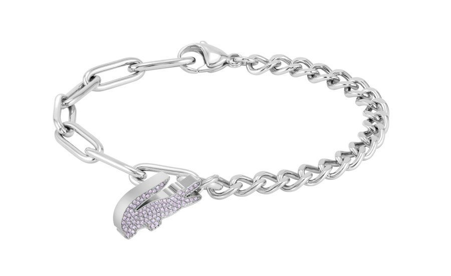 Lacoste Dámský ocelový náramek s fialovými krystaly Crocodile 2040554 Lacoste Dámský ocelový náramek s fialovými krystaly Crocodile 2040554 - Náramky Náramky se symboly