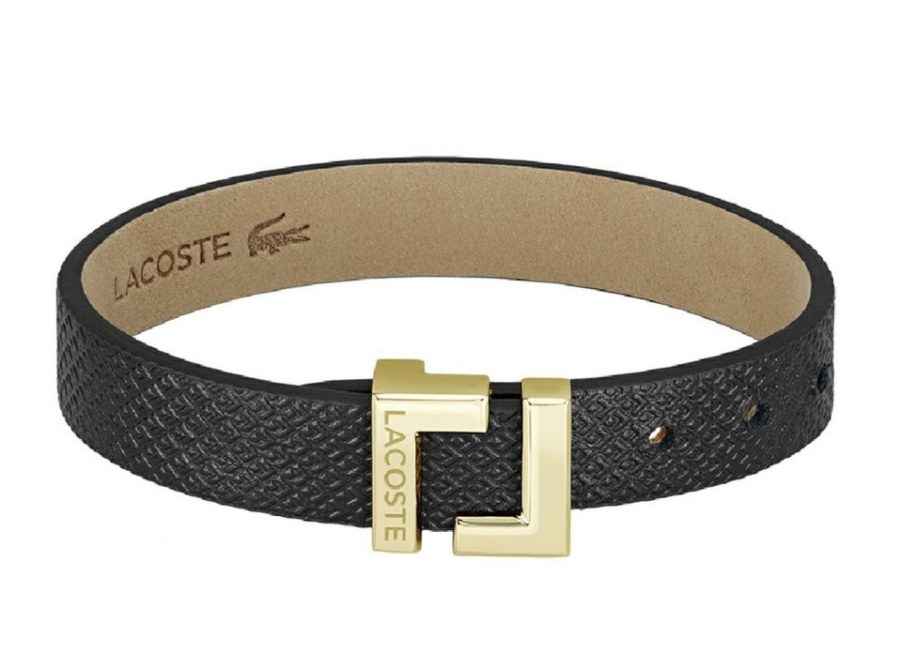 Lacoste Elegantní černý kožený náramek Lura 2040166 - Náramky Kožené náramky