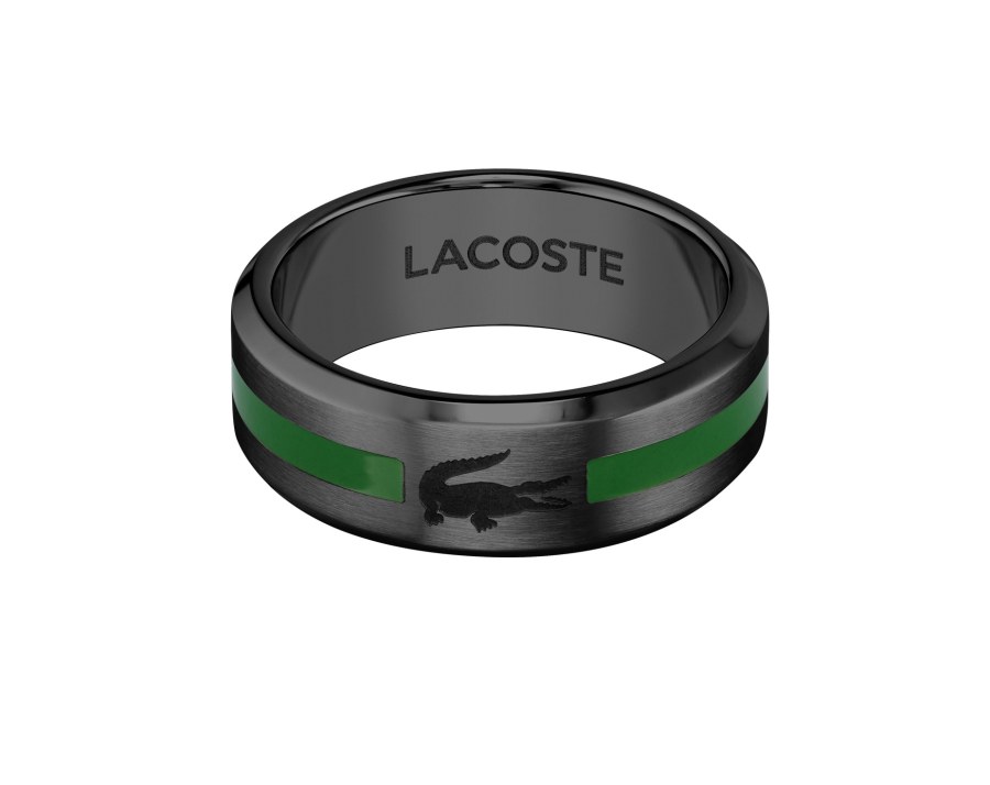 Lacoste Originální černý prsten Stencil 2040084 64 mm - Prsteny Prsteny bez kamínku