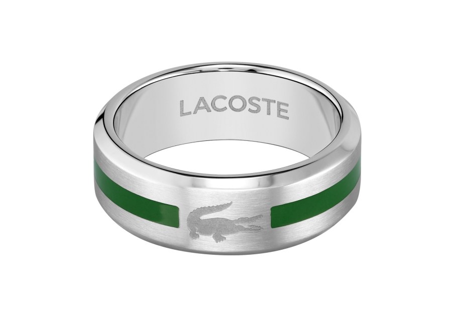 Lacoste Originální pánský ocelový prsten Stencil 2040083 66 mm - Prsteny Prsteny bez kamínku