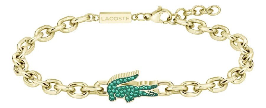 Lacoste Pozlacený náramek se zelenými krystaly Arthor 2040611
