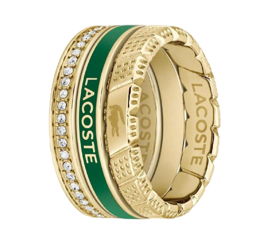 Lacoste Stylová souprava ocelových prstenů 2040282 52 mm - Prsteny Prsteny s kamínkem