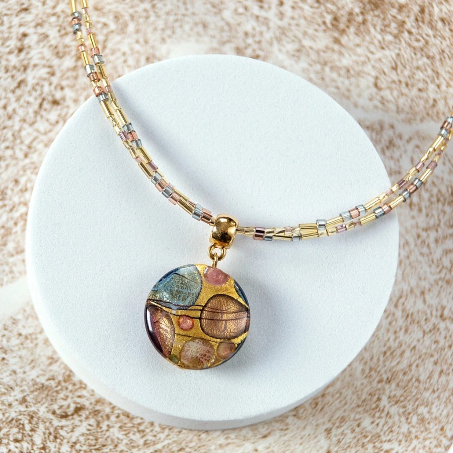 Lampglas Dvojitý náhrdelník Art Nouveau s&nbsp;24karátovým zlatem v&nbsp;perle Lampglas NP48 - Náhrdelníky Náhrdelníky s&nbsp;korálky