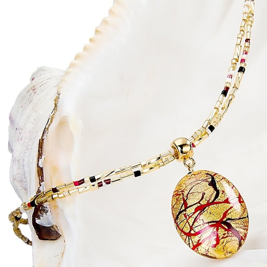 Lampglas Elegantní dámský náhrdelník My Roots s perlou Lampglas s 24karátovým zlatem NP15 - Náhrdelníky