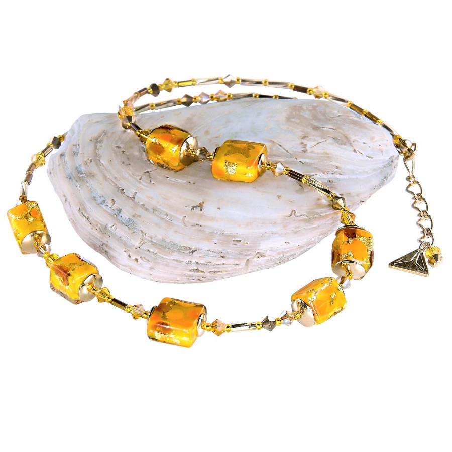 Lampglas Elegantní náhrdelník Amber Dream z perel Lampglas NCU56 - Náramky Korálkové náramky