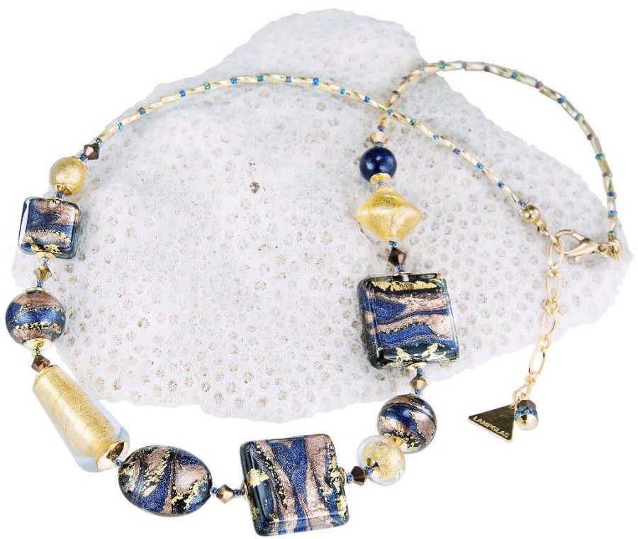 Lampglas Honosný náhrdelník Egyptian Goddess s 24karátovým zlatem v perlách Lampglas NRO4