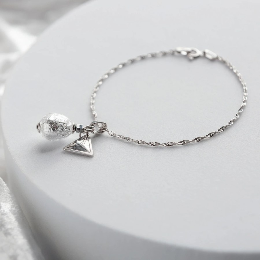 Lampglas Náramek Moon Nude s&nbsp;ryzím stříbrem v&nbsp;perle BNM4/AG/RHO 19 cm - Náramky Náramky s&nbsp;přívěsky