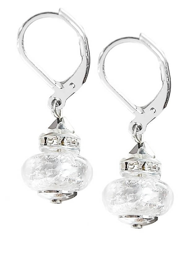 Lampglas Elegantní náušnice White Beauty s ryzím stříbrem v perlách Lampglas ESH1 - Náušnice Visací náušnice