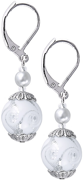 Lampglas Elegantní náušnice White Romance s ryzím stříbrem v perlách Lampglas EV1 - Náušnice Visací náušnice