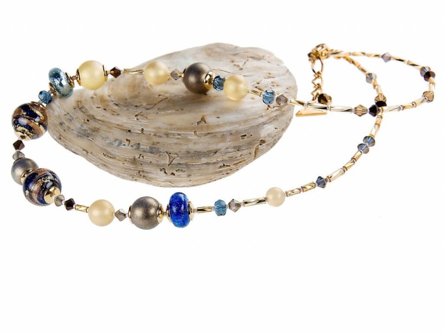 Lampglas Jedinečný náhrdelník Egyptian Romance s 24karátovým zlatem a stříbrem v perlách Lampglas NER1 - Náhrdelníky