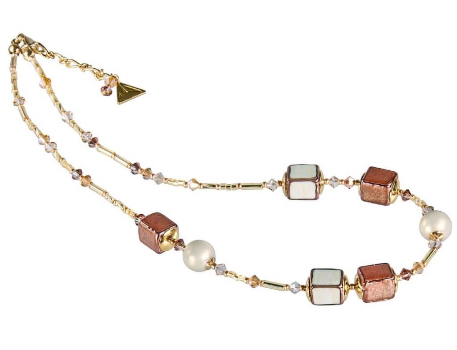 Lampglas Jemný náhrdelník Sweet Cream z perel Lampglas NCU23 - Náhrdelníky