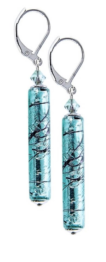 Lampglas Krásné náušnice Turquoise Love s ryzím stříbrem v perlách Lampglas EPR10 - Náušnice Dlouhé náušnice