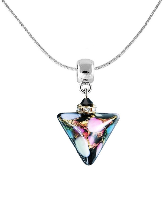 Lampglas Krásný náhrdelník Crazy Triangle s 24karátovým zlatem v perle Lampglas - Náhrdelníky