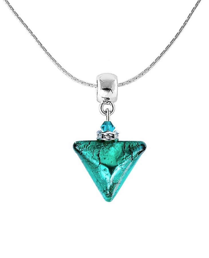 Lampglas Krásný náhrdelník Green Triangle s ryzím stříbrem v perle Lampglas NTA7 - Náhrdelníky