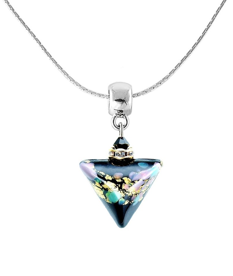 Lampglas Krásný náhrdelník Night Flower Triangle s 24karátovým zlatem v perle Lampglas NTA3 - Náhrdelníky