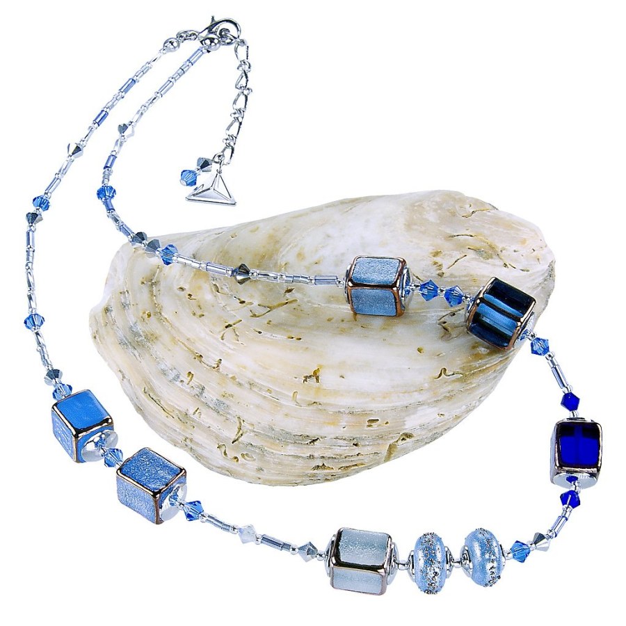 Lampglas Krásný náhrdelník Triple Blue 2 z perel Lampglas NCU34 - Náhrdelníky