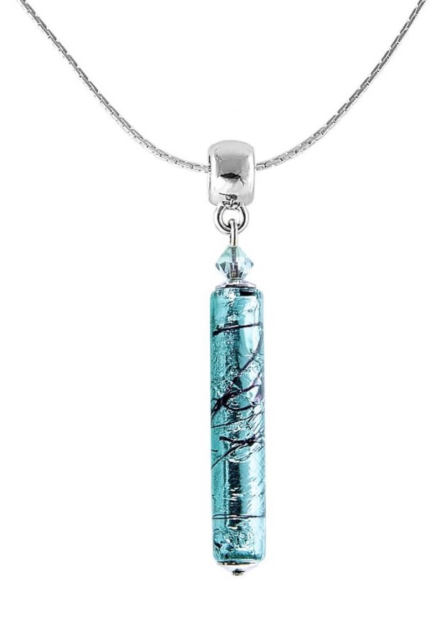 Lampglas Krásný náhrdelník Turquoise Love s ryzím stříbrem v perle Lampglas NPR10