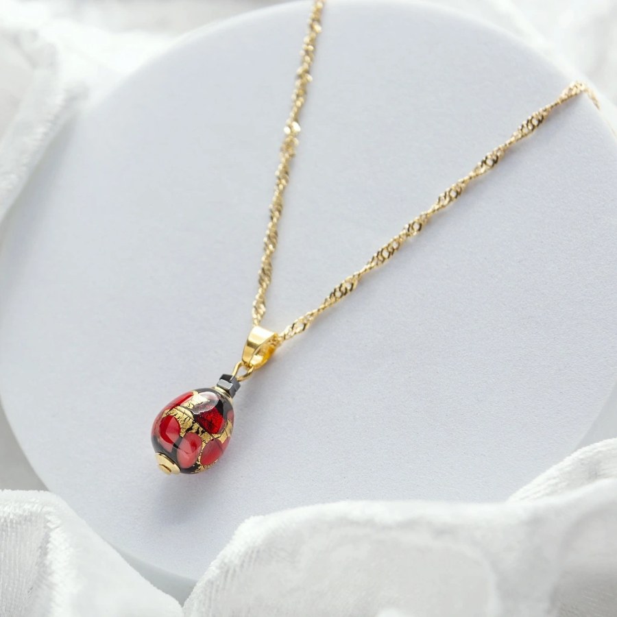 Lampglas Náhrdelník Vermilion Nude s&nbsp;24karátovým zlatem NNM2/AG/POZ 50 cm - Náhrdelníky