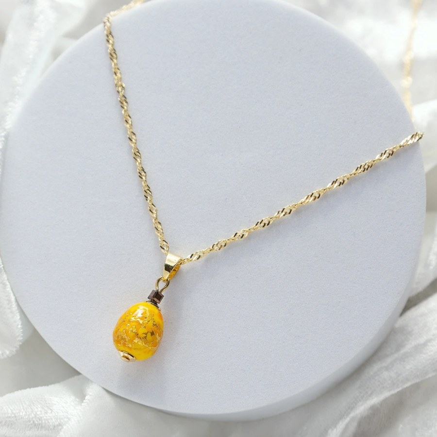 Lampglas Náhrdelník Sunlit Nude s&nbsp;24karátovým zlatem NNM1/AG/POZ 45 cm - Náhrdelníky