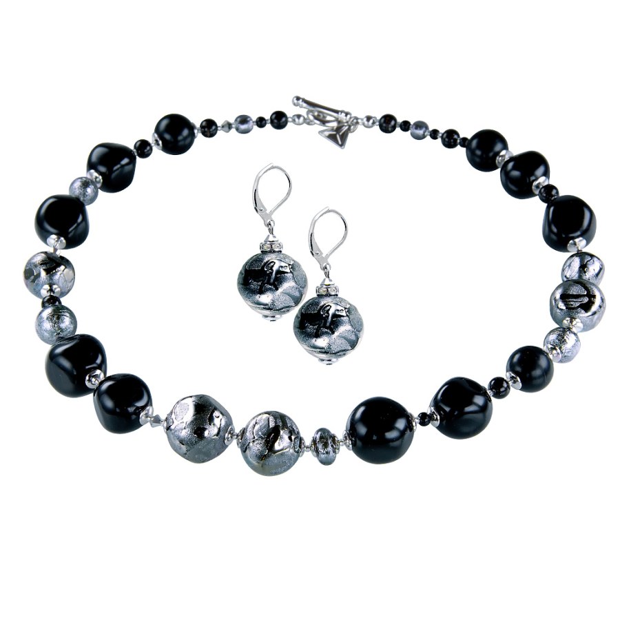 Lampglas Luxusní set náhrdelníku a náušnic Diamond Shine z perel Lampglas CQ7 - Náhrdelníky