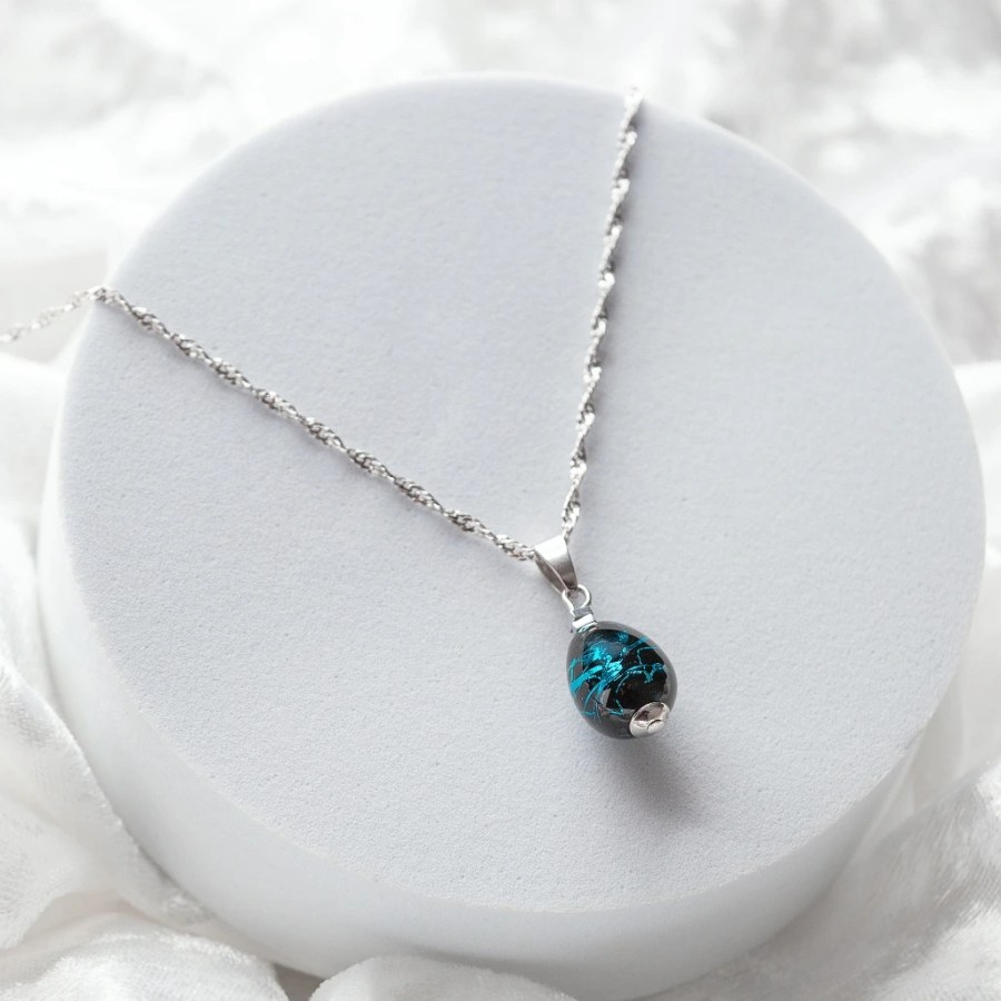 Lampglas Náhrdelník Cobalt Nude s ryzím stříbrem NNM3/AG/RHO 50 cm