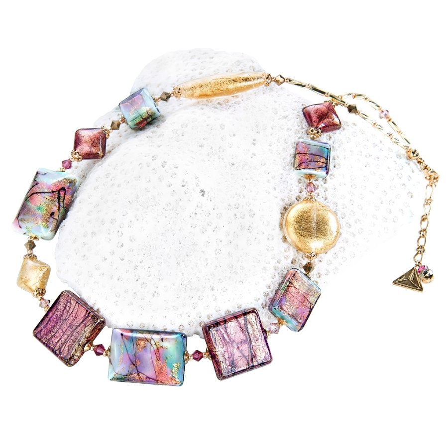 Lampglas Nádherný náhrdelník Hi Elegance s 24karátovým zlatem v perlách Lampglas NRO9 - Náhrdelníky