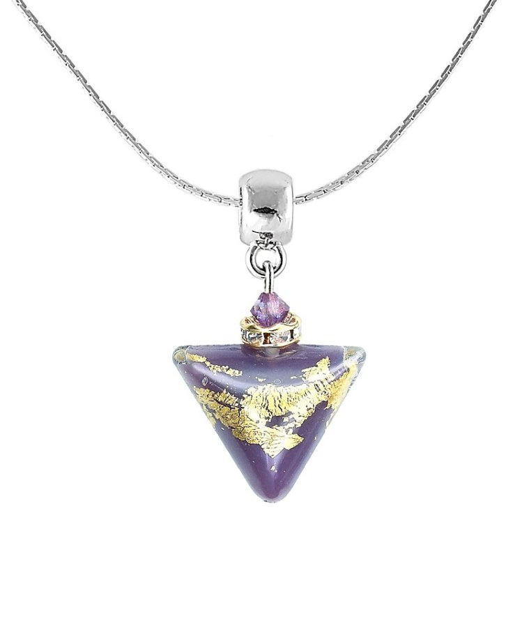 Lampglas Nádherný náhrdelník Purple Triangle s 24karátovým zlatem v perle Lampglas NTA10 - Náhrdelníky