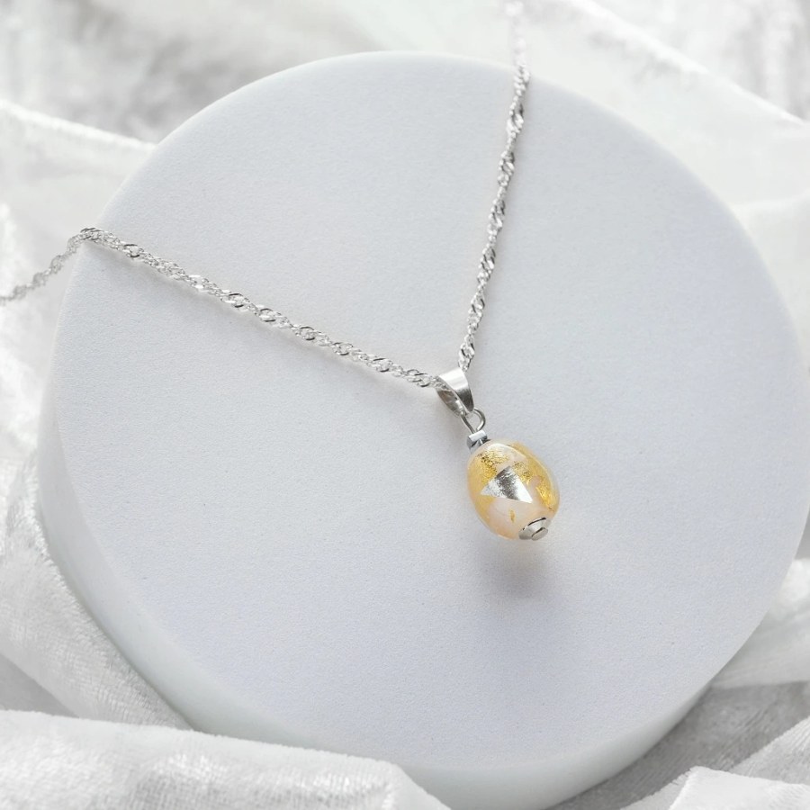 Lampglas Náhrdelník Champagne Nude s&nbsp;24karátovým zlatem a&nbsp;ryzím stříbrem NNM11/AG/RHO 50 cm - Náhrdelníky